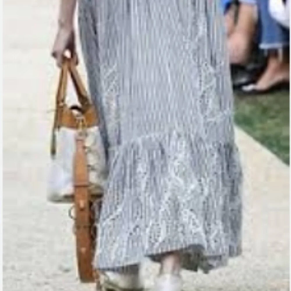 NWOT Tory Burch Summer 2019 Runway Stripe Eyelet Embroidered Maxi Dress S $548